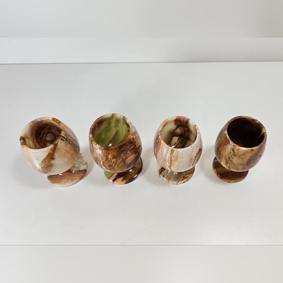 Gorgeous green and brown onyx bowls  and shot glasses - Picture 11 of 12